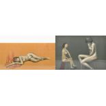 ALLAN COWNIE (born 1927); two pastels on paper, 'Na Et Naif', 33 x 48cm, 'Sleeping Nude' 29 x