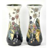 MOORCROFT; a pair of 'Bramble' pattern waisted vases, both with WM monogram, impressed marks and