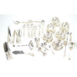 A quantity of loose Kings pattern plated flatware and a set of six plated sundae dishes with