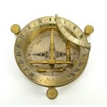 BATE OF LONDON; a very early 19th century shagreen cased universal equinoctial dial, with hinged