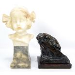 GOLDSCHEIDER; a carved alabaster bust of a young girl signed 'Rose', no.4414.1A.28, height 29.5cm (