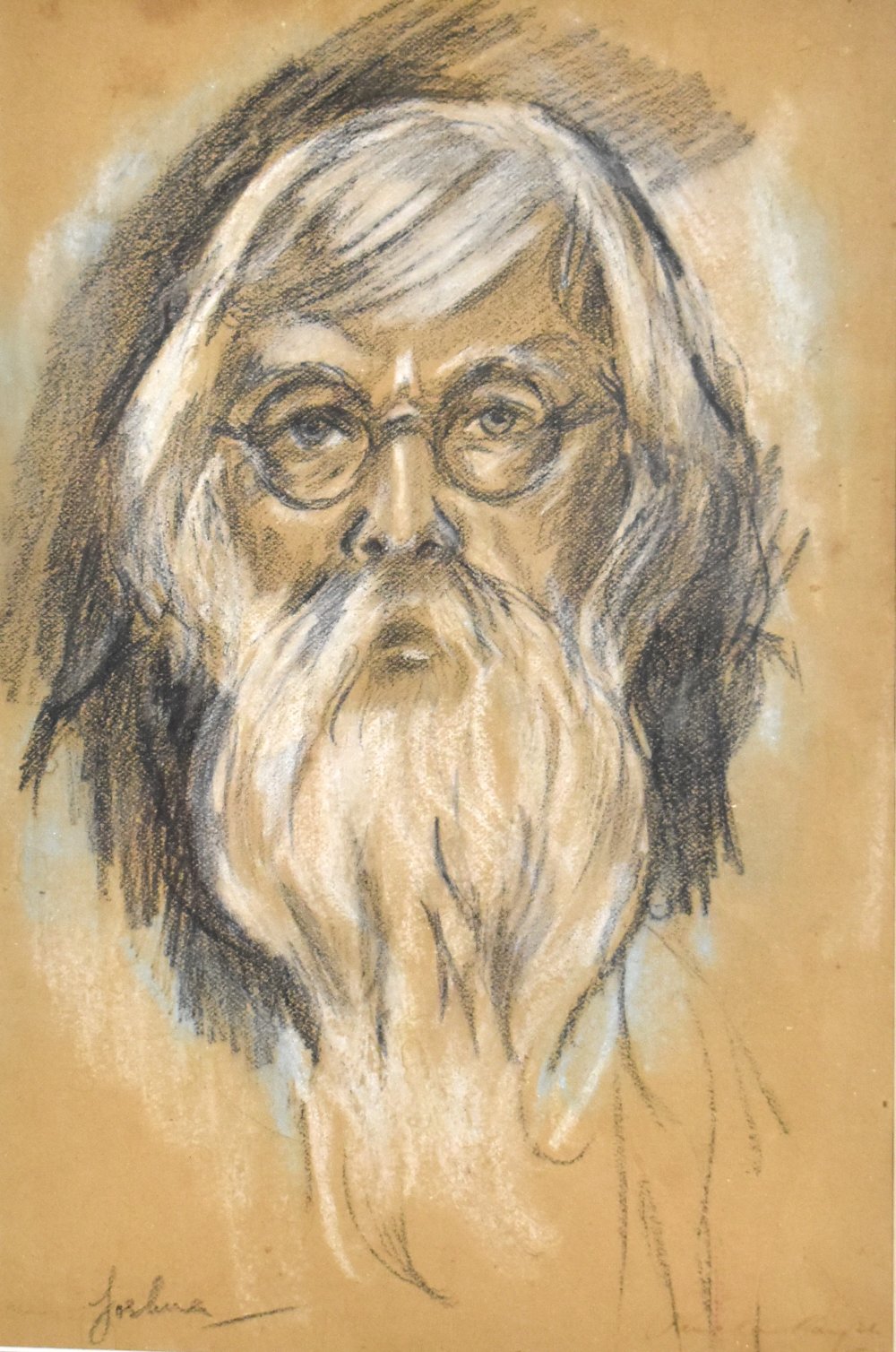 UNATTRIBUTED; pastel sketch, bearded gentleman wearing glasses, inscribed 'Joshua' lower left with