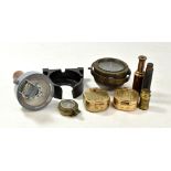 HENRY BROWNE & SON LTD; a compass, a military issued pocket compass in leather case, a binicled