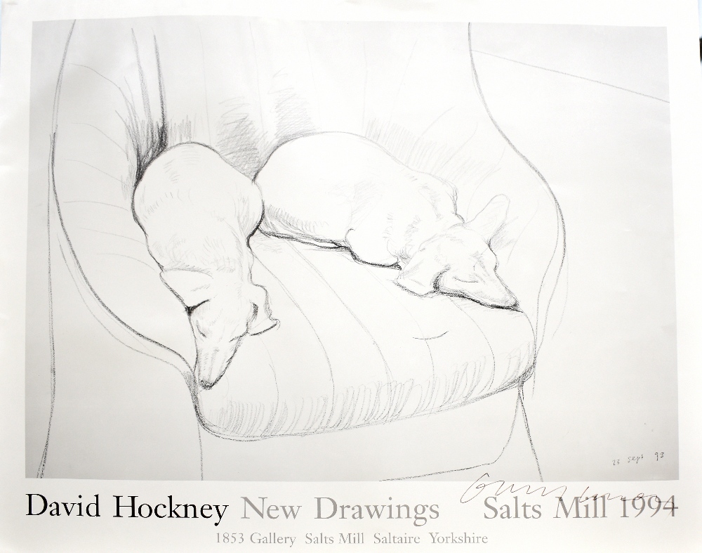 DAVID HOCKNEY (British, born 1937); a signed poster, 'New Drawings, Saltmill 1994', 70 x 83cm,