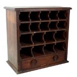 A Victorian mahogany set of table top pigeon holes, with apertures above a single drawer with