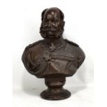 A bronzed metal bust of Kaiser Wilhelm I, signed C. Keil and further stamped 'Guss. H. Gladenbeck