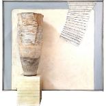 ROBIN WELCH (born 1936); White Painting with Pot and Box (1990); Painting, mixed media on canvas,
