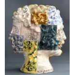 STEPHEN DIXON (born 1957); Janus Head (2010), earthenware with transparent glaze decorated with a