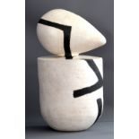 GORDON BALDWIN (born 1932); Large White Vessel with Stopper (2003), earthenware covered in white