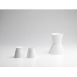 ANDREA WALSH (born 1974); Pair of Jars and Vessel with Waist (2009); Jars – fine bone china, hand