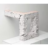 IRINA RAZUMOVSKAYA (born 1990); Cube (2017), porcelain, stoneware, glazes and oxides, height 30.5cm.