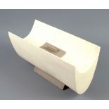 GILLIAN MONTEGRANDE (born 1960); 'Futa-Suki-Sen II', a white and rokk grey stoneware ark shaped