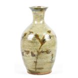 TREVOR CORSER (1938-2015) for Leach Pottery; a stoneware bottle, iron decoration on hakeme ground,