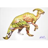 JAY JAY BURRIDGE (born 1971); a signed coloured print, 'Graffiti Dinosaur', signed in felt tip lower