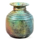 ABDO NAG1 (1941-2001); a raku vessel partially covered in turquoise crackle glaze, height 21cm. (D)