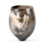 ANTONIA SALMON (born 1959); a pierced stoneware vessel, burnished and smoke fired, incised AS