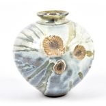 ALEX SHIMWELL (born 1980); a stoneware vase covered in running chun blue and ash glaze, side fired