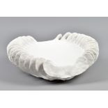 SARAH VILLENEAU (born 1958); a shallow frilled stoneware dish covered in satin white glaze, diameter