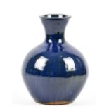 TREVOR CORSER (1938-2015) for Leach Pottery; a stoneware bottle covered in mottled indigo and