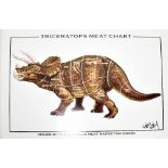 JAY JAY BURRIDGE (born 1971); a signed coloured print, 'Triceratops Meat Chart', issued by The