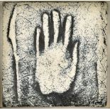 ULLA VIOTTI (born 1933); 'Fragment of Life Trace', a stoneware tile depicting a hand pressed against