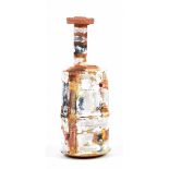 ROBIN WELCH (born 1936); a stoneware chimney bottle, textured and incised surface partially