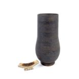 DAMEON LYNN (born 1972); a stoneware footed vessel with textured surface, impressed mark, height