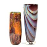 ROBIN SMITH & JEFF WALKER for Melting Pot Glassworks; a tapered vase and cylindrical vase both cased