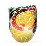 LOUISE HAWKINS for Loco Glass; a deep bowl engraved with flowers, signed and dated 2015, height