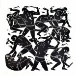 CLEON PETERSON (born 1973); a trial black and white print, a gruesome figurative study embellished