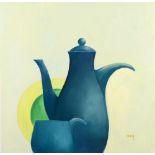 BARRY HILTON (born 1941); oil on board of a still life of teapot and jug, signed, 35.5 x 35.5cm,