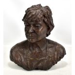 BRIAN ALABASTER MRBS; a large bronze bust 'Betty Street', indistinctly siged to the reverse,