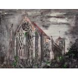 AFTER JOHN PIPER; a coloured print 'Dorchester Abbey from the East', unsigned, 56 x 77.5cm, framed