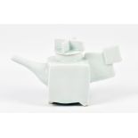 YOSHIKAWA MASAMICHI (born 1946); a porcelain teapot covered in celadon glaze with cobalt