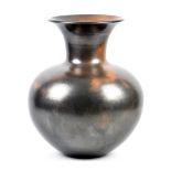 MATTHEW ALLEN; a large burnished vase with fine circular tooling marks to surface, impressed MA