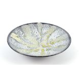 GEORGE WILSON (1924-2004); an earthenware footed dish, yellow and white brush decoration on