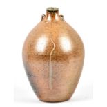 JOHN JELFS (born 1946); a lugged stoneware bottle with incised decoration, impressed JJ and