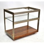 RICHARD YOUNG FOR MERROW ASSOCIATES; a rosewood and chrome drinks trolley of rectangular form,