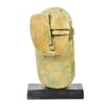 PETER HAYES (born 1946); 'Head'; a stoneware sculpture mounted on slate base, incised signature,