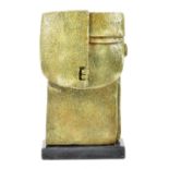 PETER HAYES (born 1946); 'Flat Head'; a stoneware sculpture mounted on slate base, incised