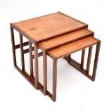 G PLAN; a nest of three graduated teak coffee tables, of rectangular form, height 48cm, length