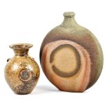 SVEND BAYER (born 1946); a stoneware flask, height 36cm and a lugged vase (2). (D)Additional