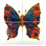 KENNETH CLARK (1922-2012); a set of four earthenware tiles decorated with a butterfly, each 15 x