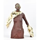 SHARON GRIFFIN; ‘Freedom of Spirit’ (2019), a terracotta figure with porcelain cloak, incised SG