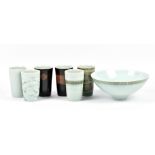 CHRIS KEENAN (born 1960); a Limoges porcelain footed bowl covered in celadon glaze, impressed