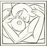 ERIC GILL (1882-1940); a woodcut engraving on paper, 'Spirit and Flesh', 1917, 6 x 6cm, framed and