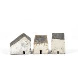 ROWENA BROWN; three raku houses, impressed 'Rowboat London', tallest height 7cm (3). (D) Provenance: