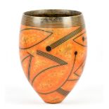 DUNCAN ROSS (born 1943); a large bowl, burnished terra sigillata slip, inlaid linear decoration,