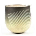 DAVID ROBERTS (born 1947); a raku vessel with altered rim and lustre stripes, height 25.5cm (af). (