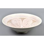 GEORGE WILSON (1924-2004); a stoneware bowl covered in off white and pink glaze with petal
